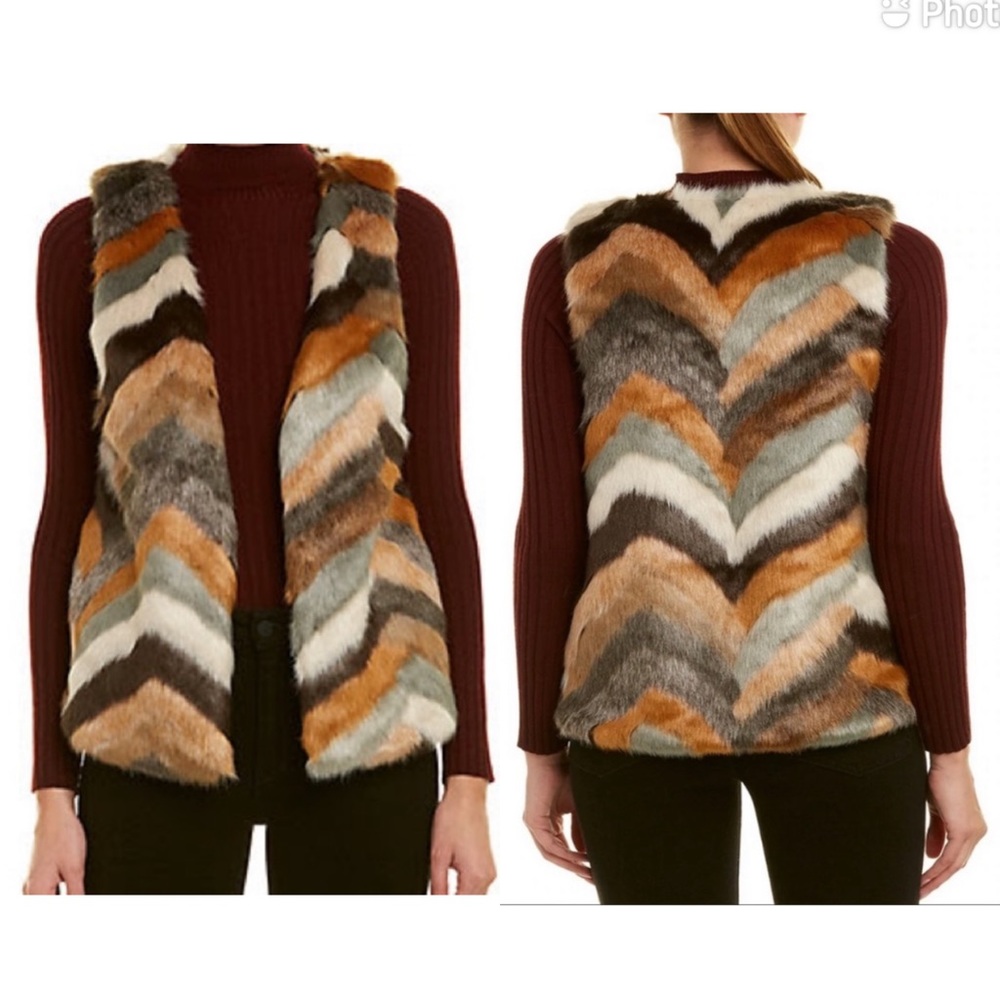 Tart Collections Faux Fur Chevron Vest